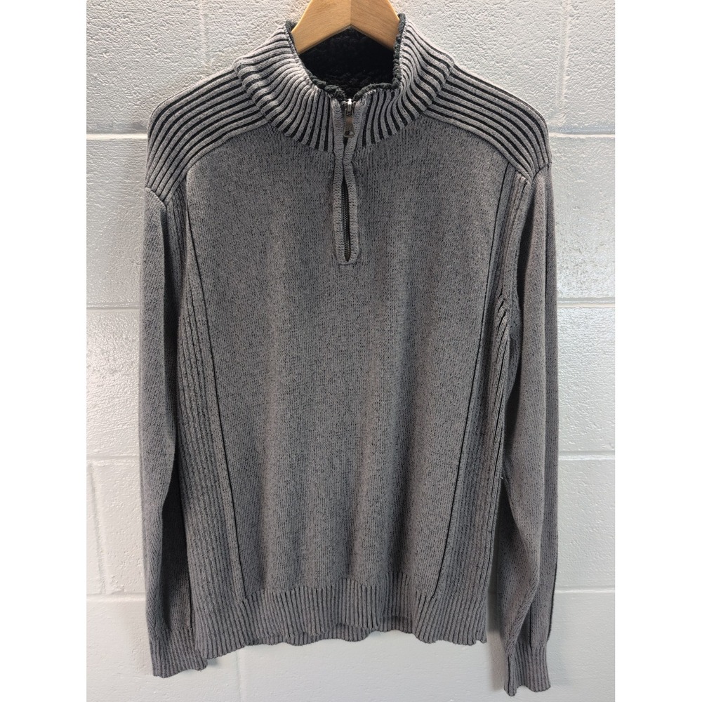 BKE Men's Athletic Fit 1/4 Zip Pullover XL 100% Cotton Gray